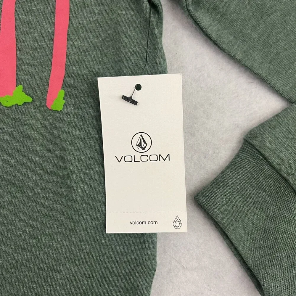 Volcom Girls Medium 8/10 Green Long Sleeve Shirt Palm Tree Logo NWT Casual - Picture 5 of 9